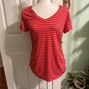 Ragdoll Red and White Striped V-Neck Maternity Tee